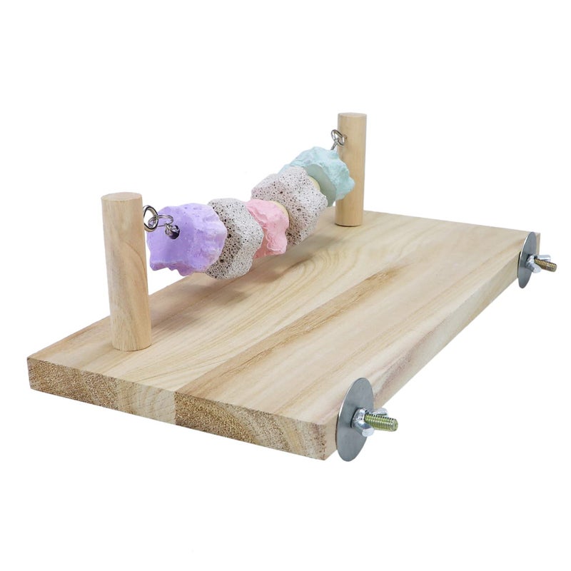 Litewoo Hamster Wooden Stand Platform Mineral Stone Sticks Molar Toy Small Animal Springboard Chew Toy Bird Trim Beak Bite Toys for Guinea Pig Chinchilla Rat Gerbil Parakeet Cockatiel Lovebird Conure - Image 1